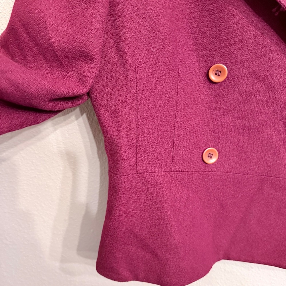 Vintage Pendleton Petite Magenta 100% Virgin Wool Double Breasted Blazer Sz 10P - Picture 5 of 8